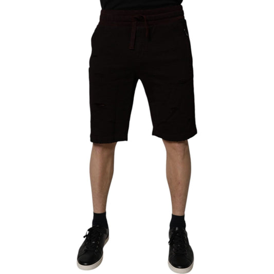 Dolce & Gabbana Maroon Cotton Sweatshorts Men Bermuda Shorts