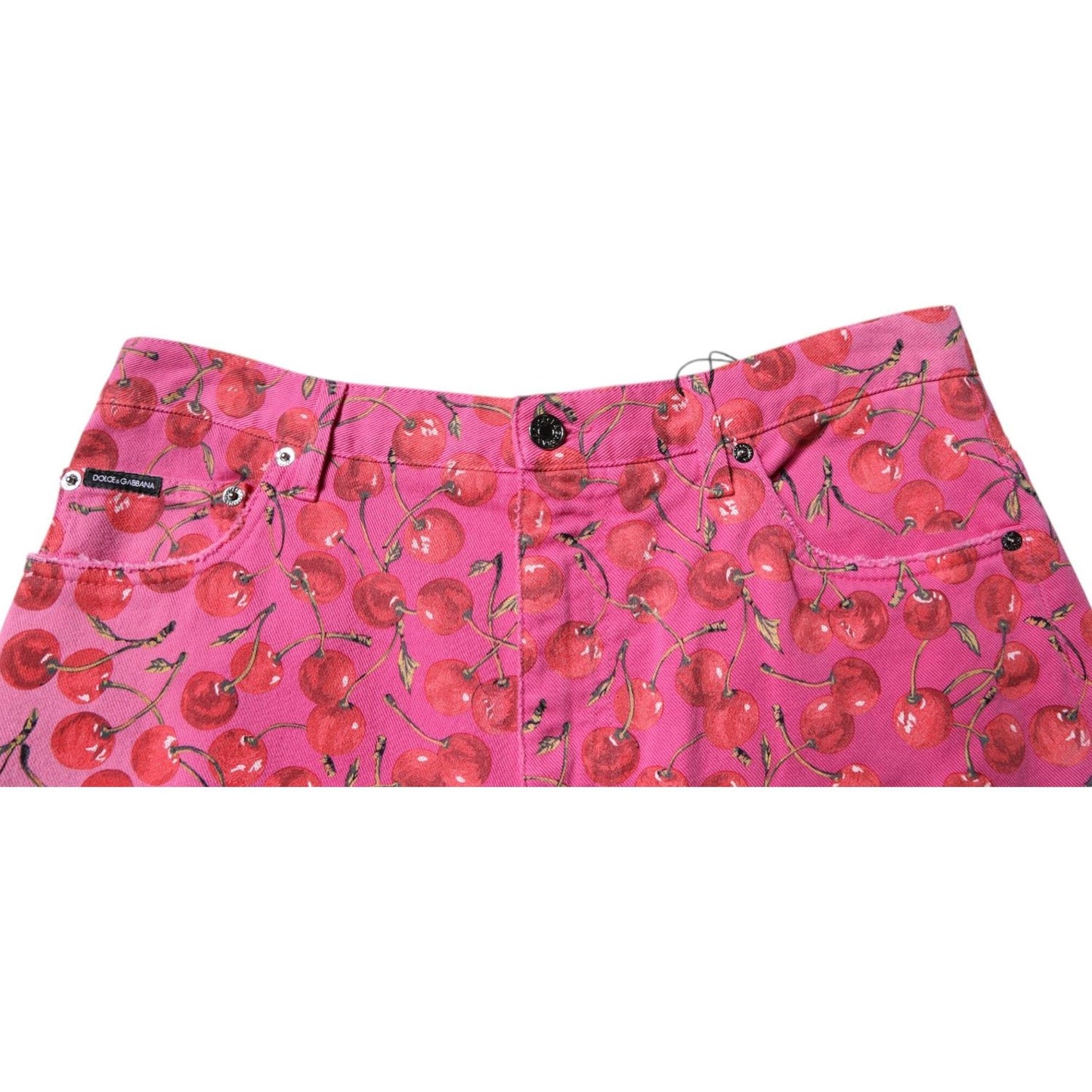 Dolce & Gabbana Pink Cherry Print Cargo Cotton Shorts