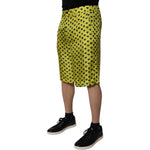 Dolce & Gabbana Green Silk Heart Print Bermuda Shorts