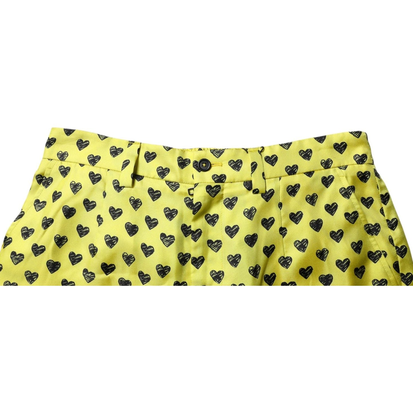 Dolce & Gabbana Green Silk Heart Print Bermuda Shorts