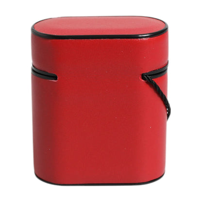 Dolce & Gabbana Red Calfskin Leather Logo Print Flip Holder Airpods Case