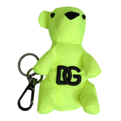 Dolce & Gabbana Green Bear Embroidered Logo Keychain Clasp Keyring
