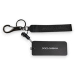 Dolce & Gabbana Black Logo Nylon Silver Brass Men Holder Keychain Keyring SMY10701