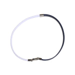 Dolce & Gabbana Blue White Leather Trimmed DG Engraved Silver Tone Clasp Bracelet SMY10690