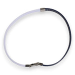 Dolce & Gabbana Blue White Leather Trimmed DG Engraved Silver Tone Clasp Bracelet SMY10690