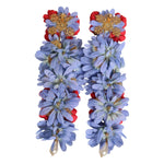 Dolce & Gabbana Gold Tone Brass Floral Crystal Clip On Dangling Earrings SMY10507