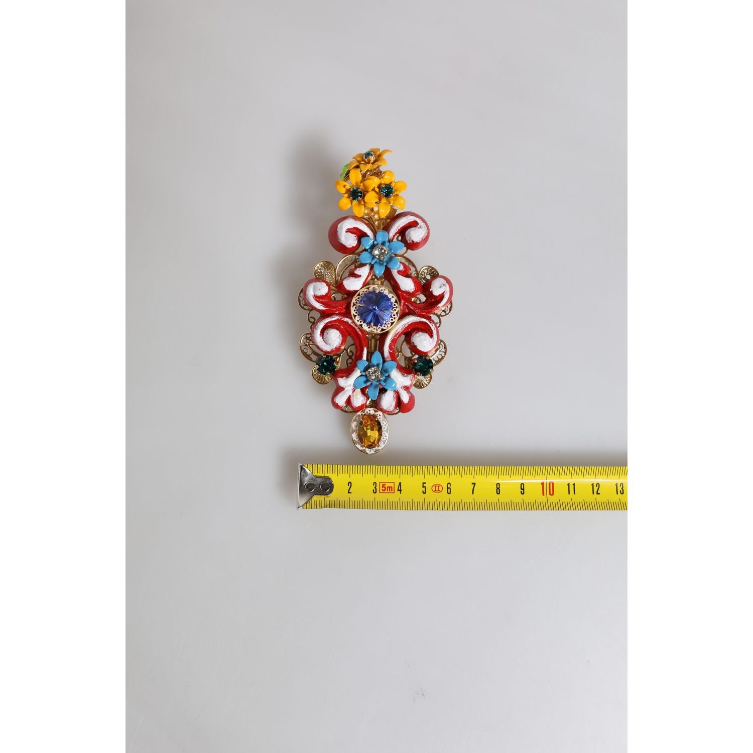 Dolce & Gabbana Multicolor Spring CARRETTO Gold Brass Crystal Hair Clip