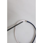 Dolce & Gabbana Blue White Leather Trimmed DG Engraved Silver Tone Clasp Bracelet SMY10689