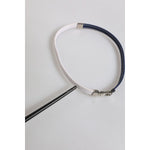 Dolce & Gabbana Blue White Leather Trimmed DG Engraved Silver Tone Clasp Bracelet SMY10689