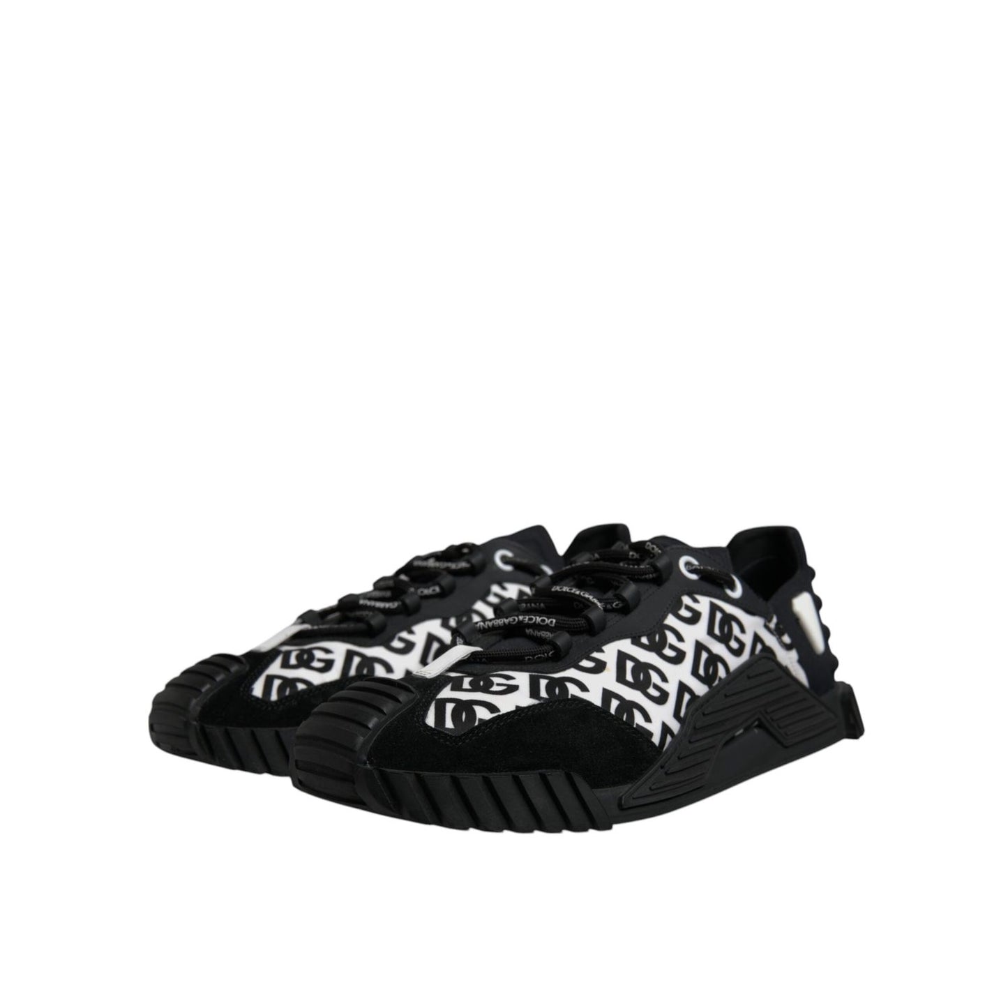 Dolce & Gabbana Black Logo Lace Up Low Top NS1 Sneakers Shoes MV7200-47