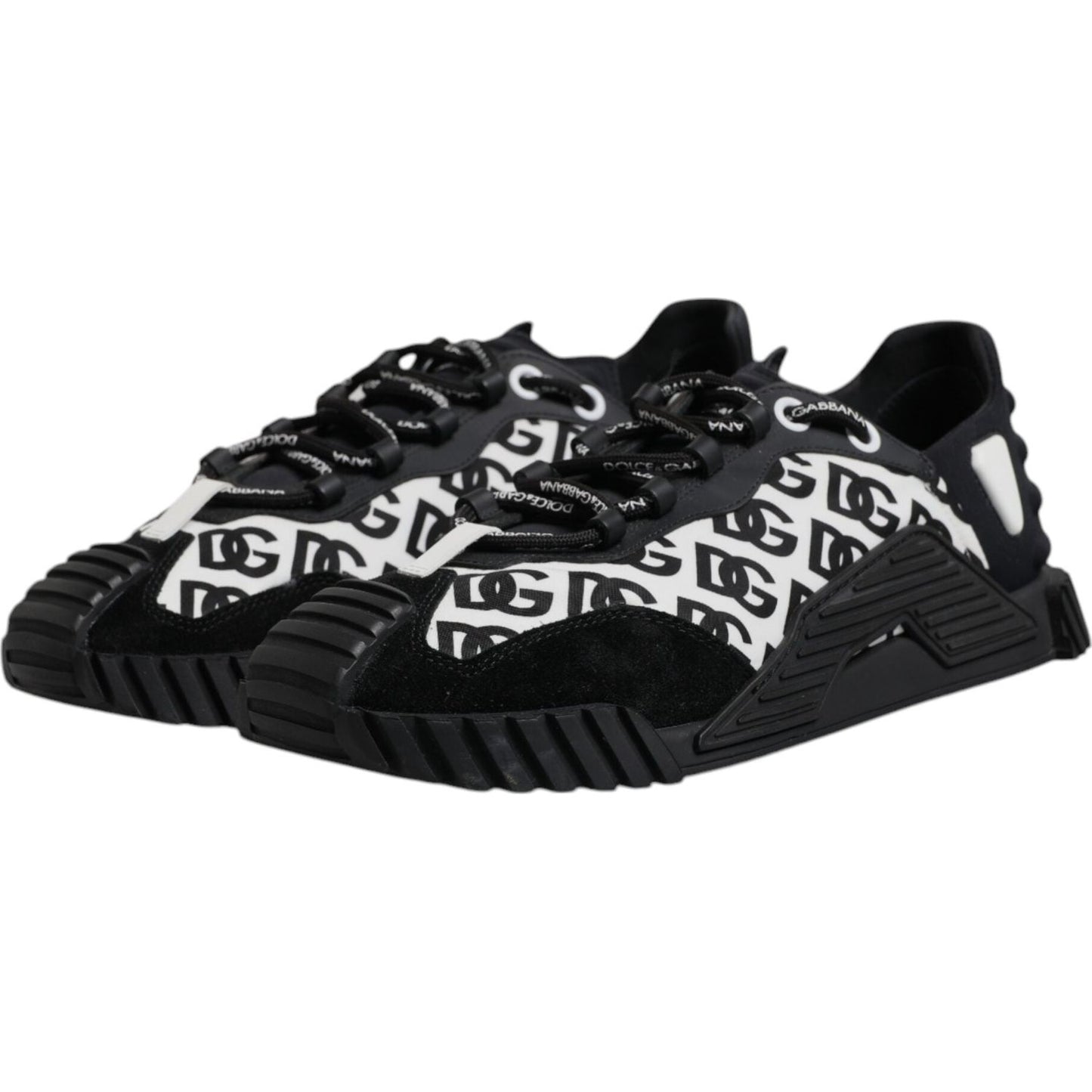 Dolce & Gabbana Black Logo Lace Up Low Top NS1 Sneakers Shoes MV7207-45