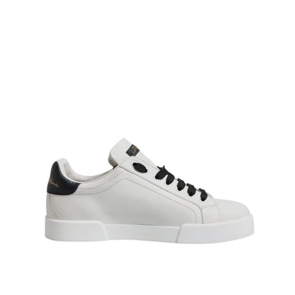 Dolce & Gabbana White Leather DG Logo Low Top Sneakers Shoes