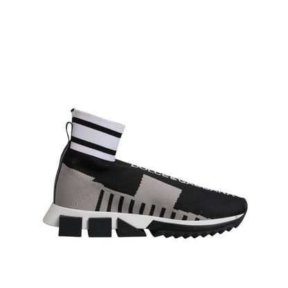 Dolce & Gabbana Black Gray Sorrento Socks Women Sneakers Shoes