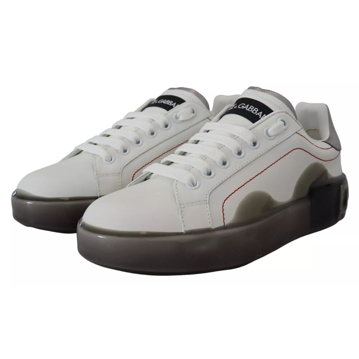 Dolce & Gabbana White Leather Portofino Sneakers Shoes