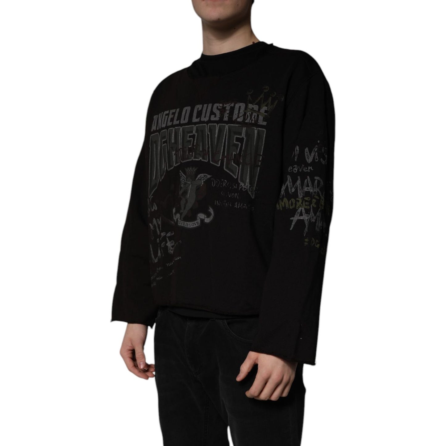 Dolce & Gabbana Black DG Heaven Crew Neck Pullover Sweater