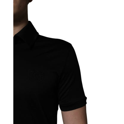 Dolce & Gabbana Black Cotton Collared Polo T-shirt