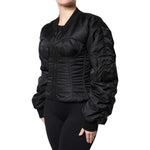 Dolce & Gabbana Black Nylon Full Zip Bustier Corset Jacket