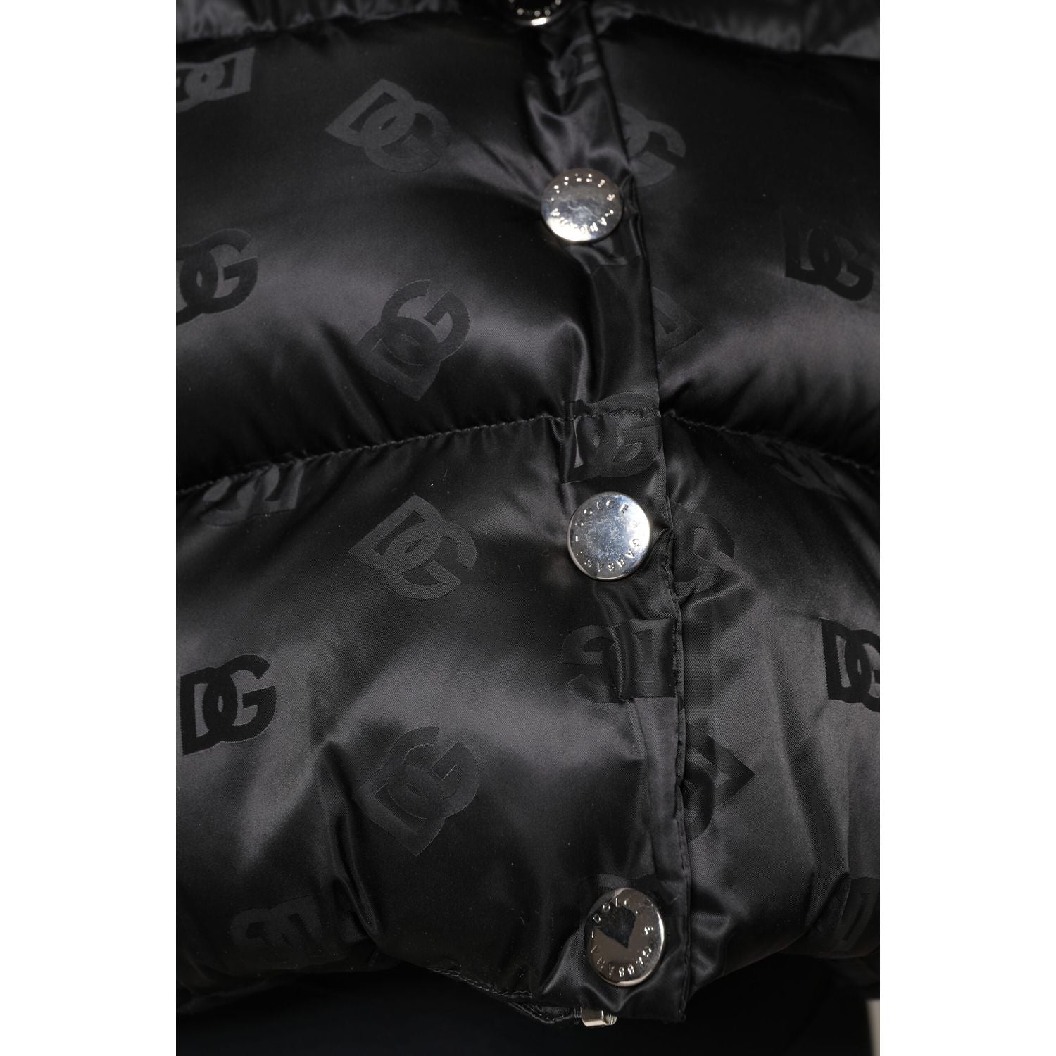 Dolce & Gabbana Black Padded Puffer Hooded Full Zip Cropped Jacket