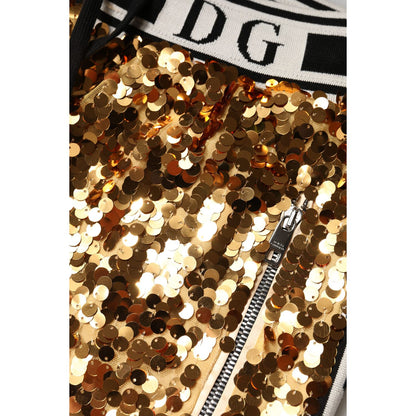 Dolce & Gabbana Metallic Gold DG Logo Sequined Jogger Pants