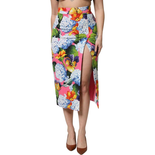Dolce & Gabbana Multicolor Floral High Waist Midi Skirt