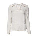 Dolce & Gabbana Cream Floral Lace Long Sleeves Blouse Top