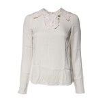 Dolce & Gabbana Cream Floral Lace Long Sleeves Blouse Top
