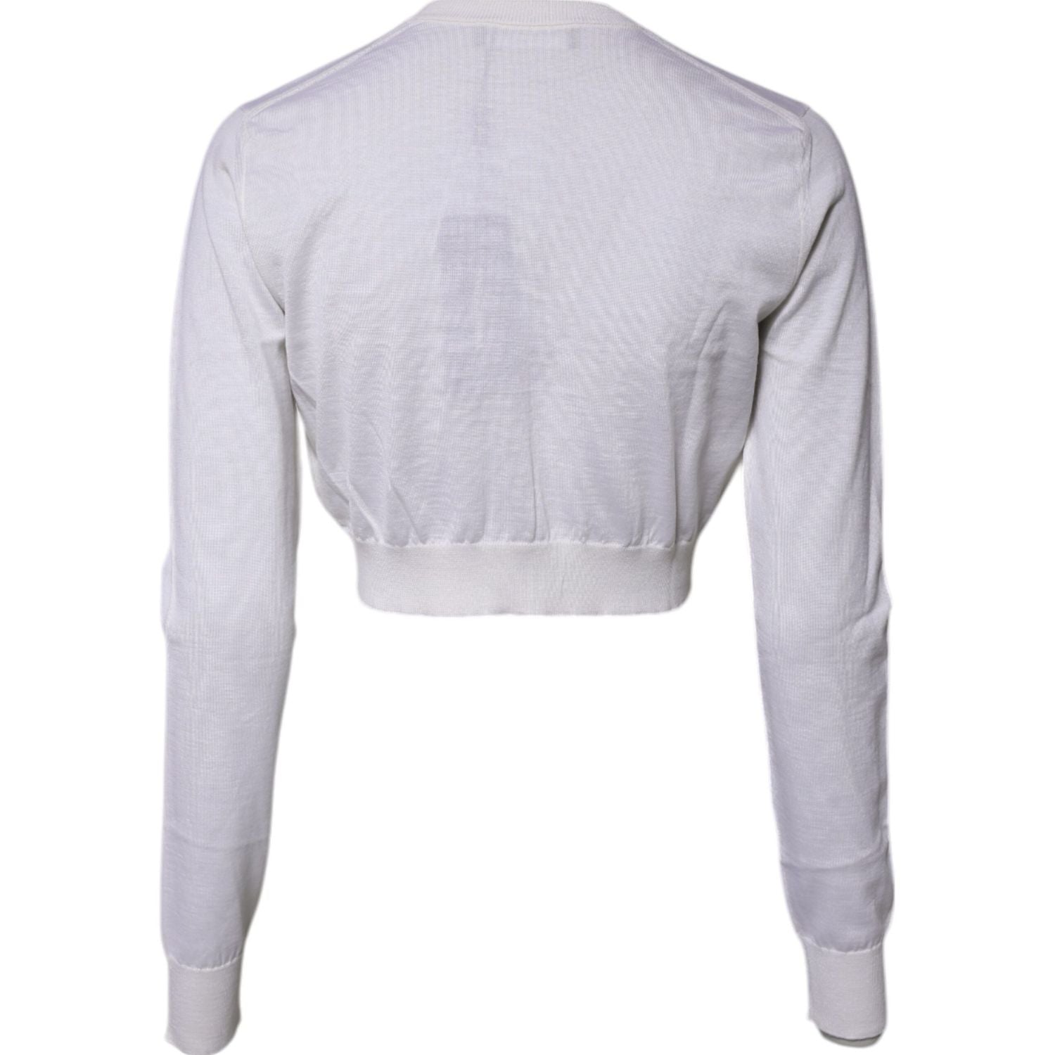 Dolce & Gabbana Cream Cashmere Knit Cropped Cardigan Sweater