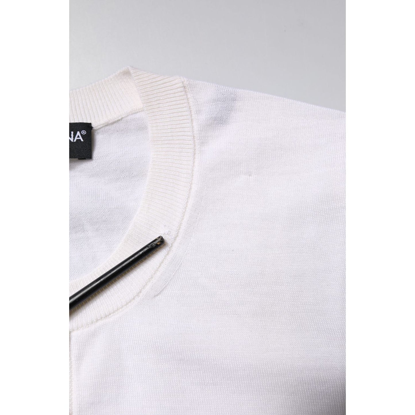 Dolce & Gabbana Cream Cashmere Knit Cropped Cardigan Sweater