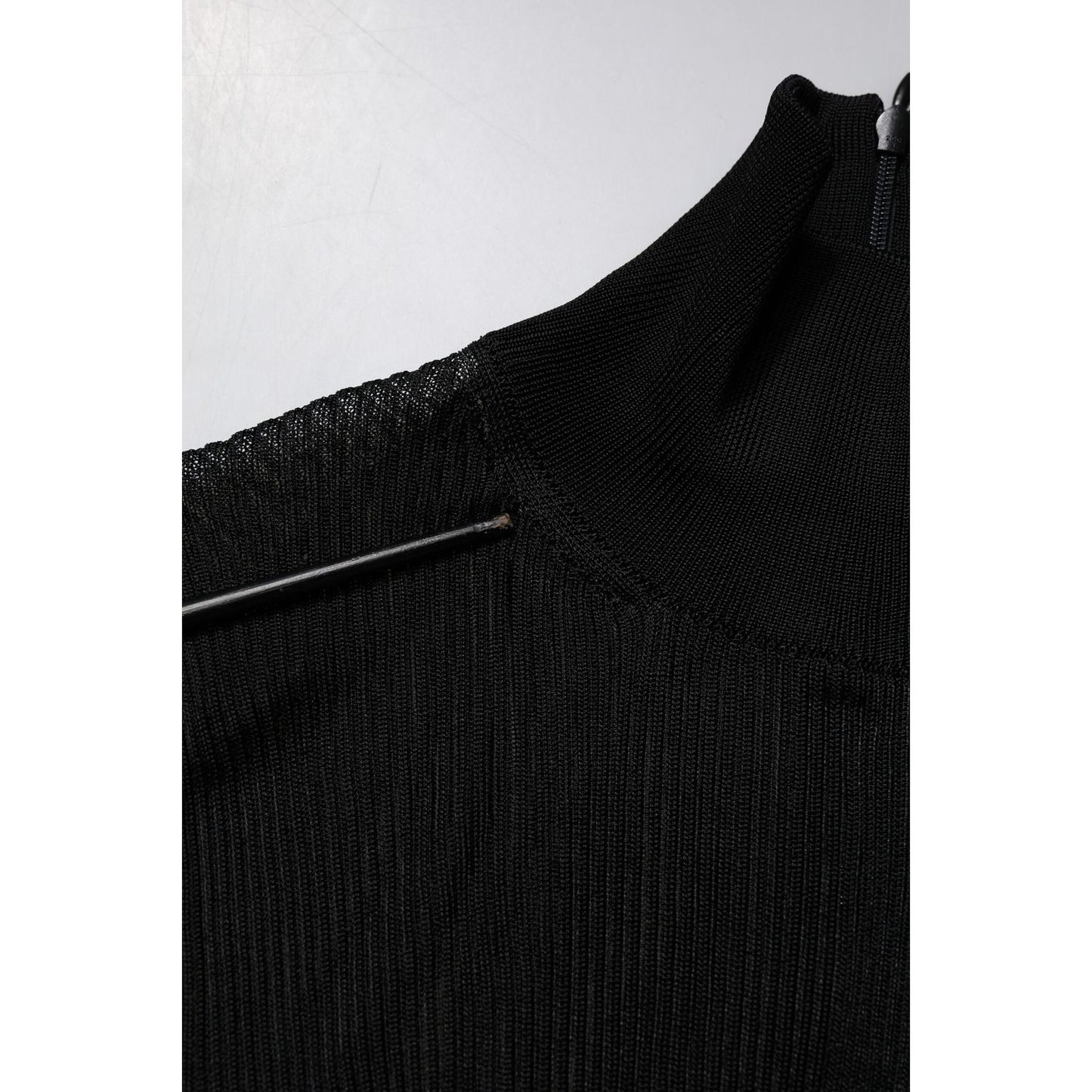 Dolce & Gabbana Black Knit Long Sleeves Turtleneck Slim Top