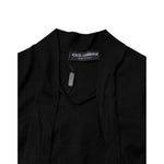 Dolce & Gabbana Black Cashmere Ascot Collar Long Sleeve Top