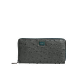 Dolce & Gabbana Green Ostrich Logo Plaque Zip Around Continental Wallet BAG4617