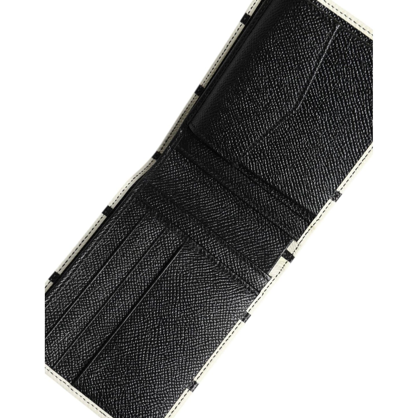 Dolce & Gabbana White Leather DG Crown Royals Bifold Card Holder Wallet