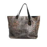 Dolce & Gabbana Brown Leopard BEATRICE Leather Logo Plaque Tote Bag