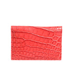 Dolce & Gabbana Red Exotic Leather Logo Plaque Card Holder Wallet