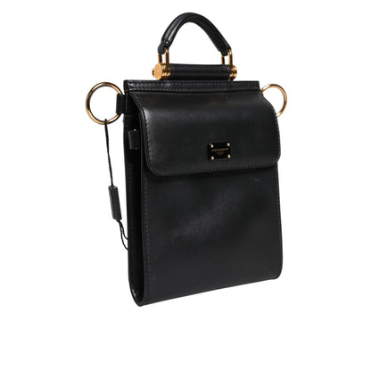 Dolce & Gabbana Black Calfskin Leather Logo Plaque Mini Bag