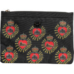 Dolce & Gabbana Black Red Nylon Sacred Heart Clutch Pouch Bag