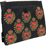 Dolce & Gabbana Black Red Nylon Sacred Heart Clutch Pouch Bag