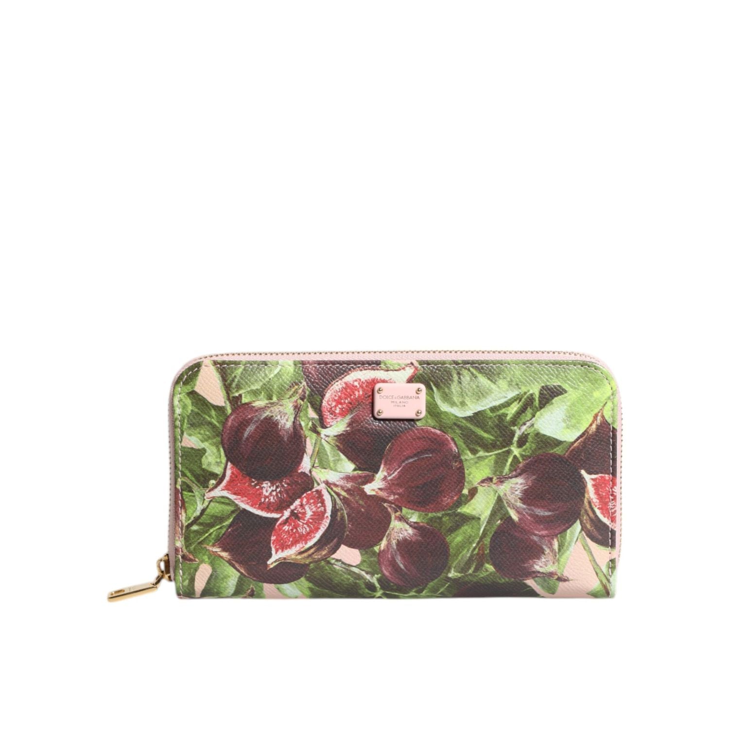 Dolce & Gabbana Multicolor Fig Fruit Dauphine Leather Zip Around Continental Wallet