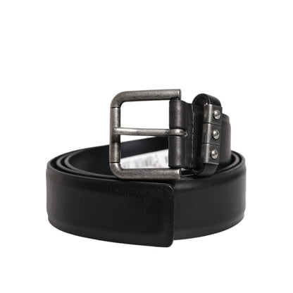 Dolce & Gabbana Black Leather Metal Buckle Classic Belt