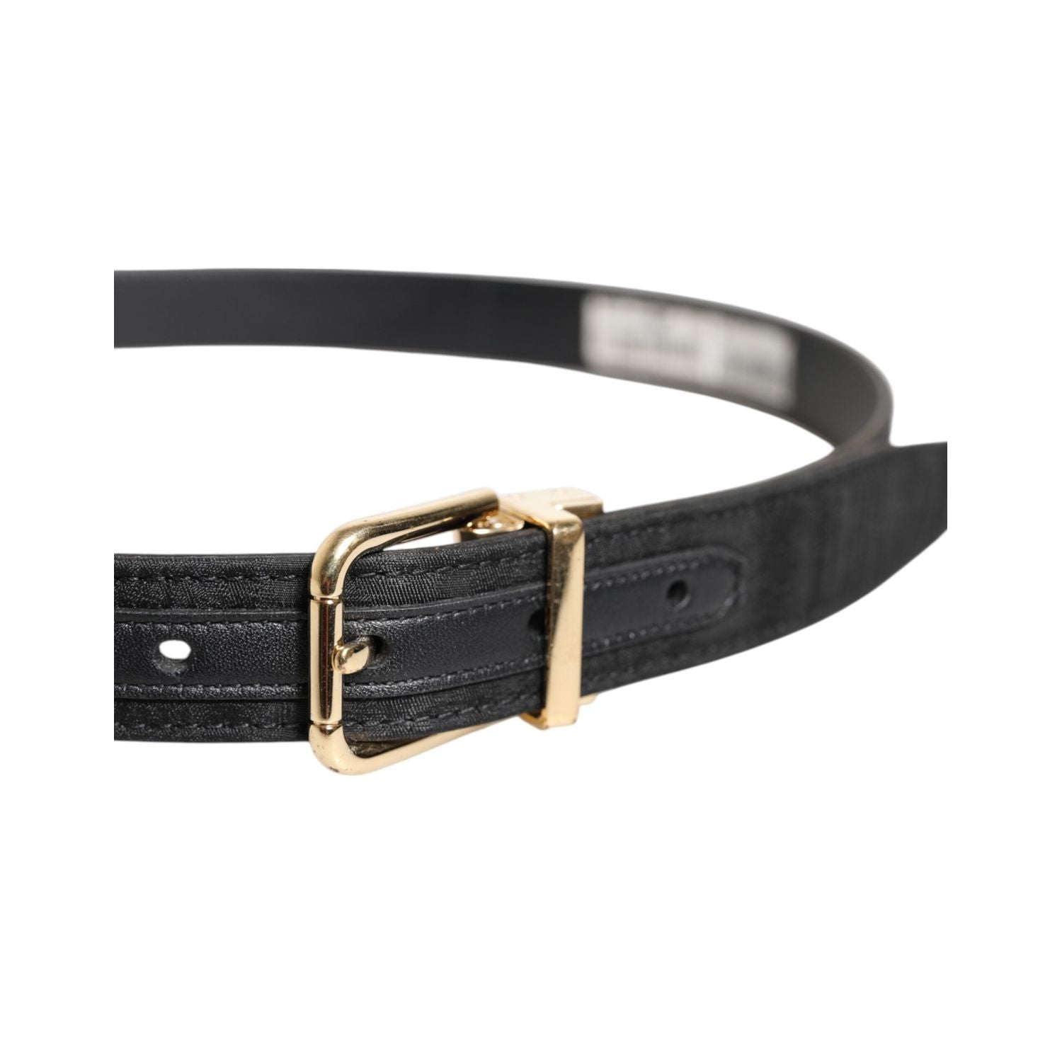 Dolce & Gabbana Black Classic Gold Metal Logo Buckle Belt