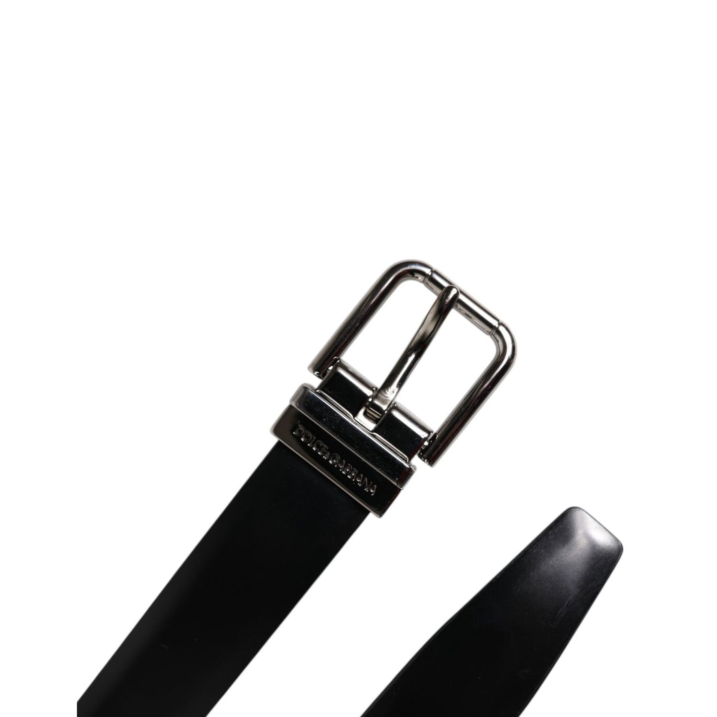 Dolce & Gabbana Black Solid Leather Classic Waist Buckle Belt