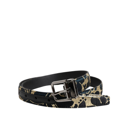 Dolce & Gabbana Multicolor Jacquard Leather Logo Buckle Belt