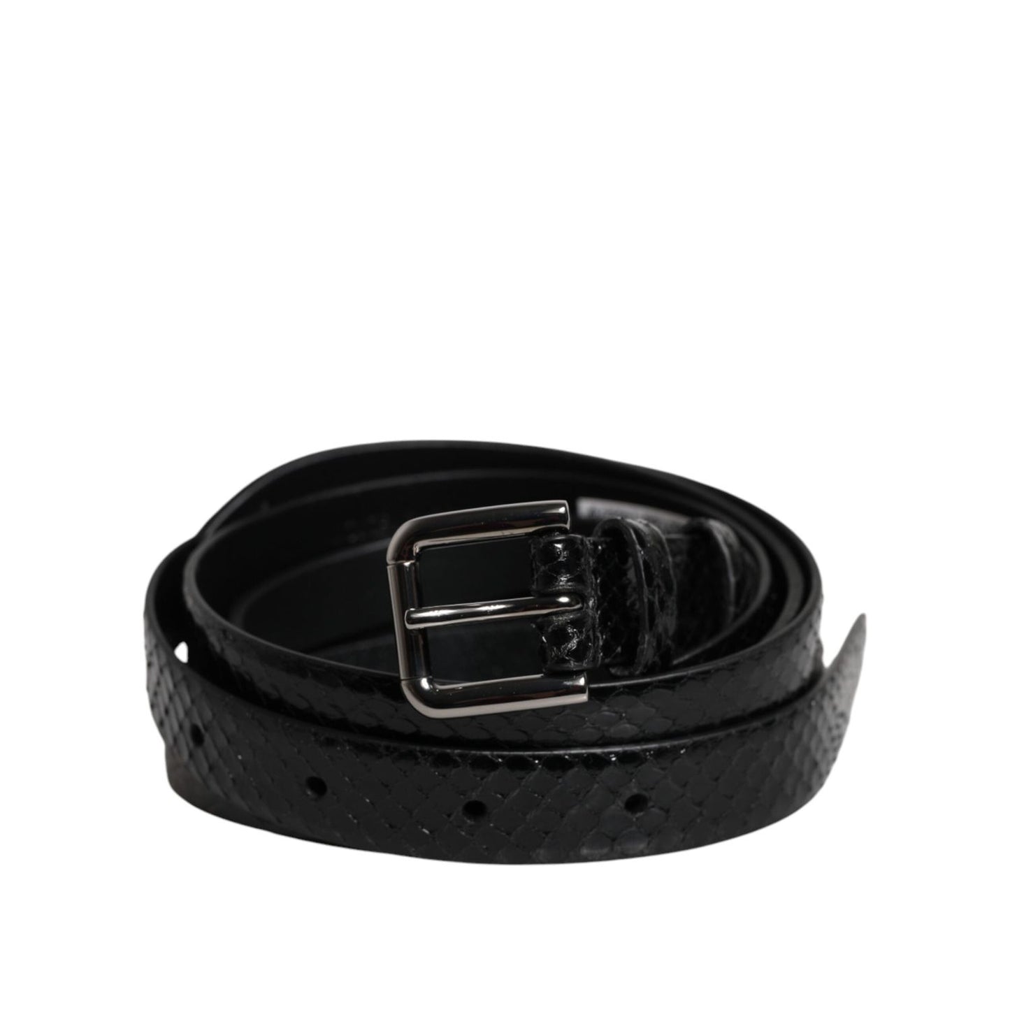 Dolce & Gabbana Black Leather Classic Metal Logo Buckle Belt