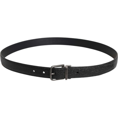 Dolce & Gabbana Black Calf Leather Classic Metal Buckle Belt