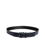 Dolce & Gabbana Black Blue Polyester Printed Metal Buckle Belt