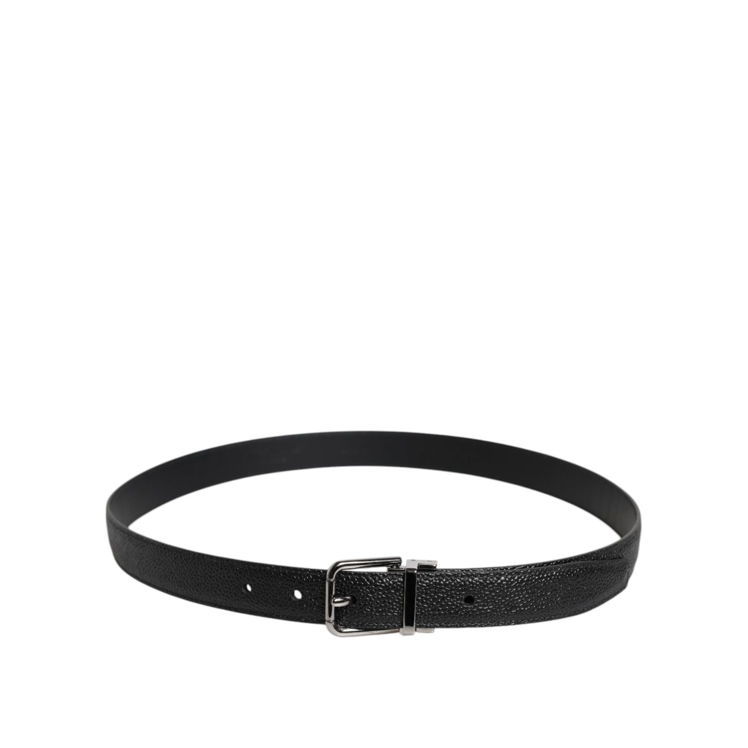 Dolce & Gabbana Black Calf Leather Classic Metal Buckle Belt