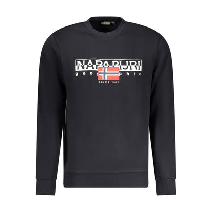 Alt Tag: Napapijri Black Cotton Men Sweater with logo print, crew neck, ideal for casual or streetwear fashion.