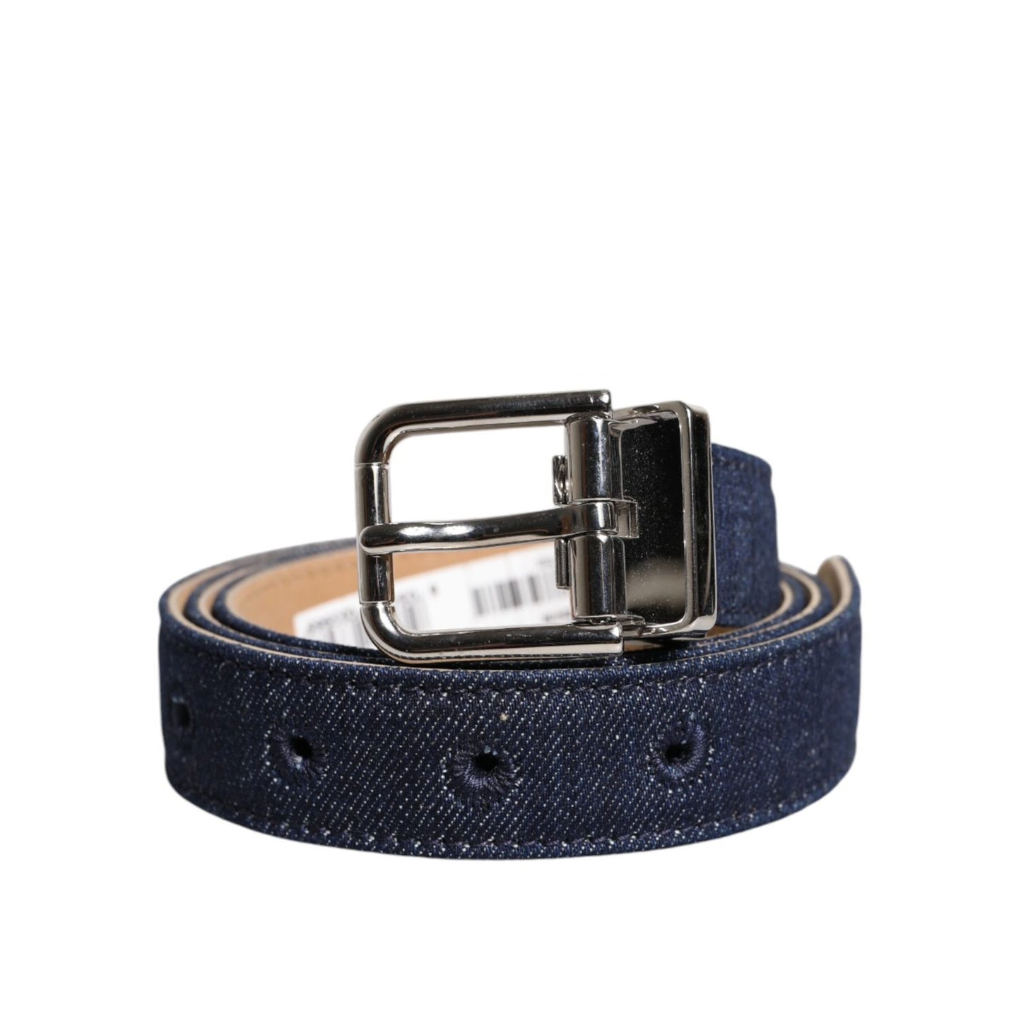 Dolce & Gabbana Blue Denim Silver Logo Metal Waist Buckle Belt