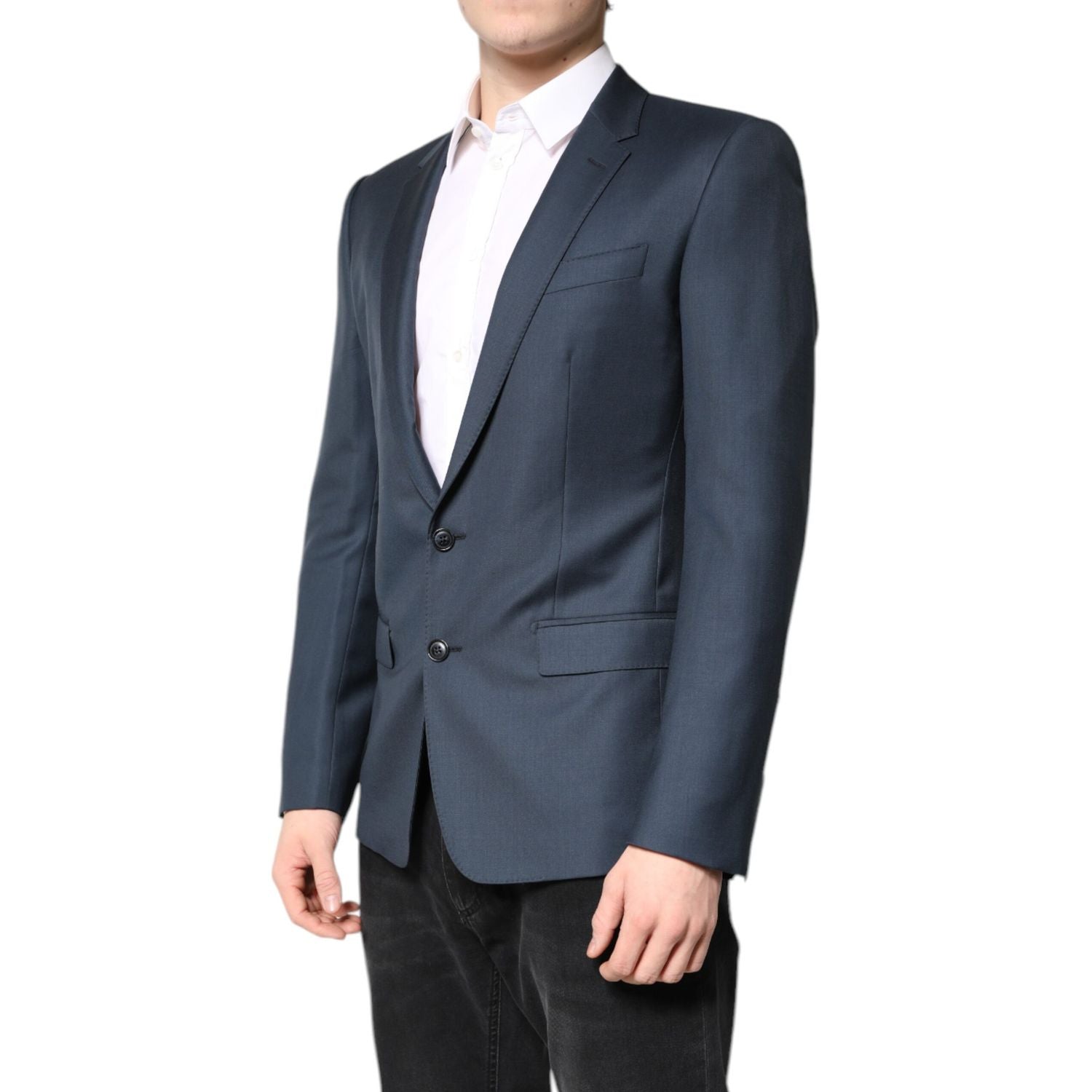 Dolce & Gabbana Blue Single Breasted Men Coat MARTINI Blazer