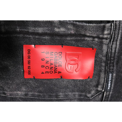 Dolce & Gabbana Black Logo Cotton Stretch Denim Jacket